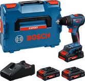 Bosch akku-boremaskinesæt med tre 18V-batterier.